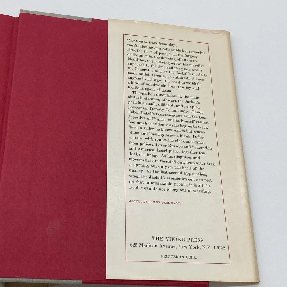 The Day of‎ the Jackal by Frederick Forsyth 1971 Vintage Hardcover Thriller